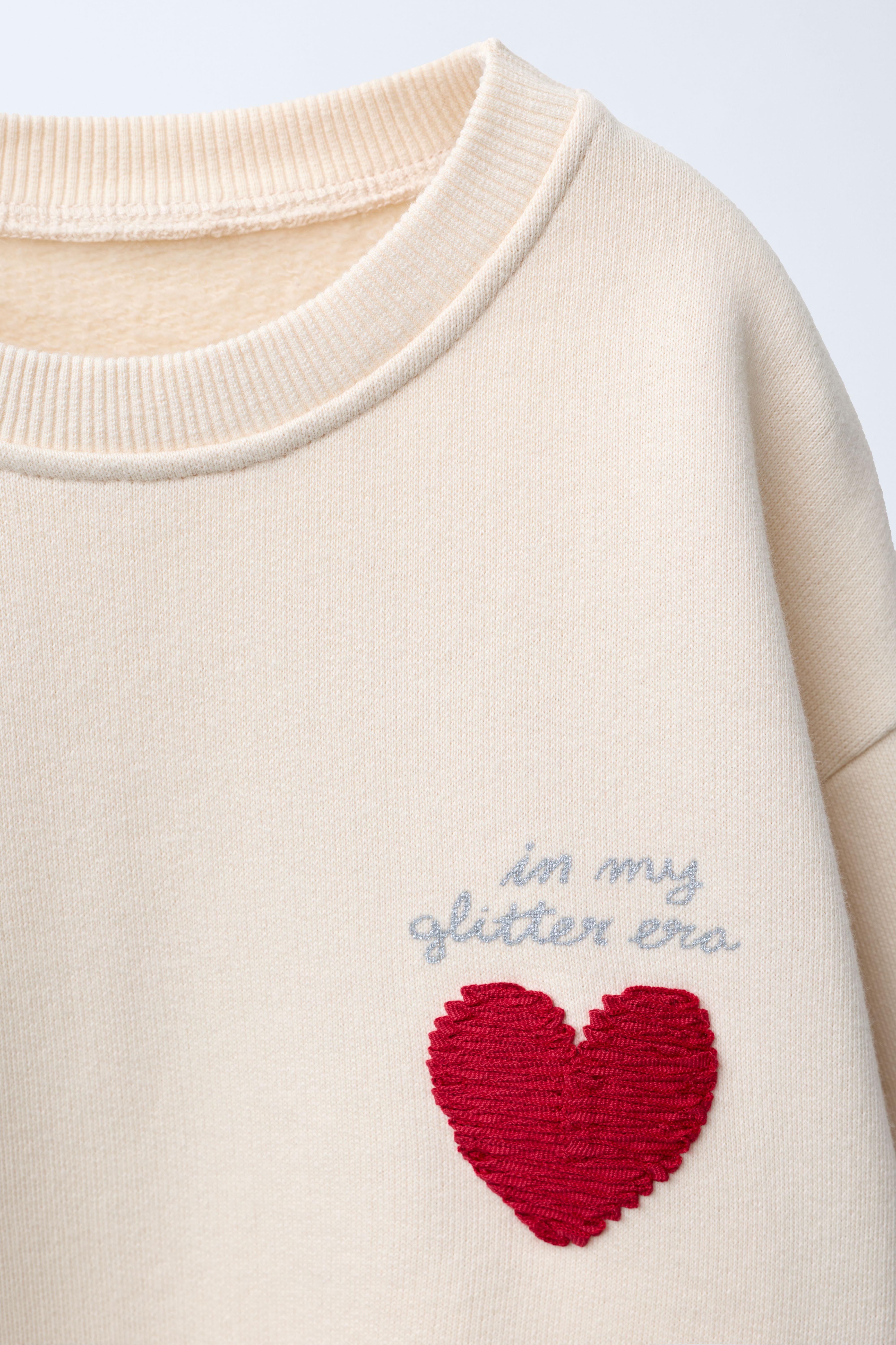 EMBROIDERED HEART SWEATSHIRT